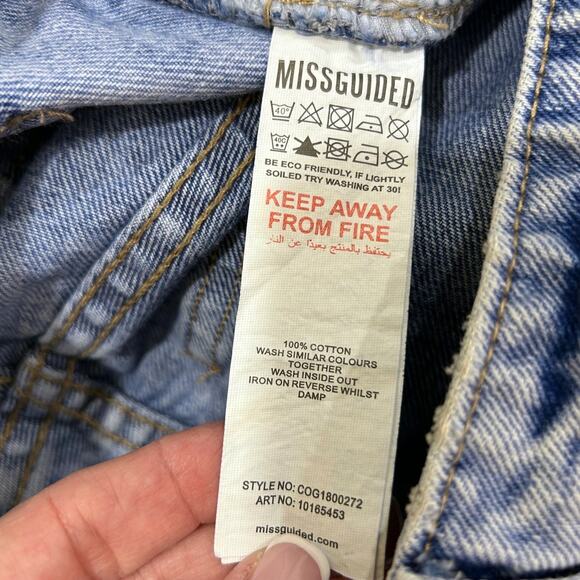 Missguided Wrath Light Wash Straight Leg High Waist Jeans Raw Hem - Picture 7 of 7